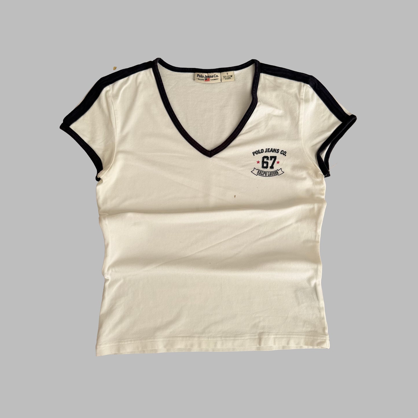Y2K Ralph Lauren Polo Jeans Low Cut Baby Tee - S/M
