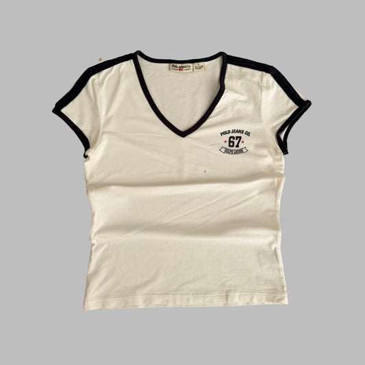 Y2K Ralph Lauren Polo Jeans Low Cut Baby Tee - S/M