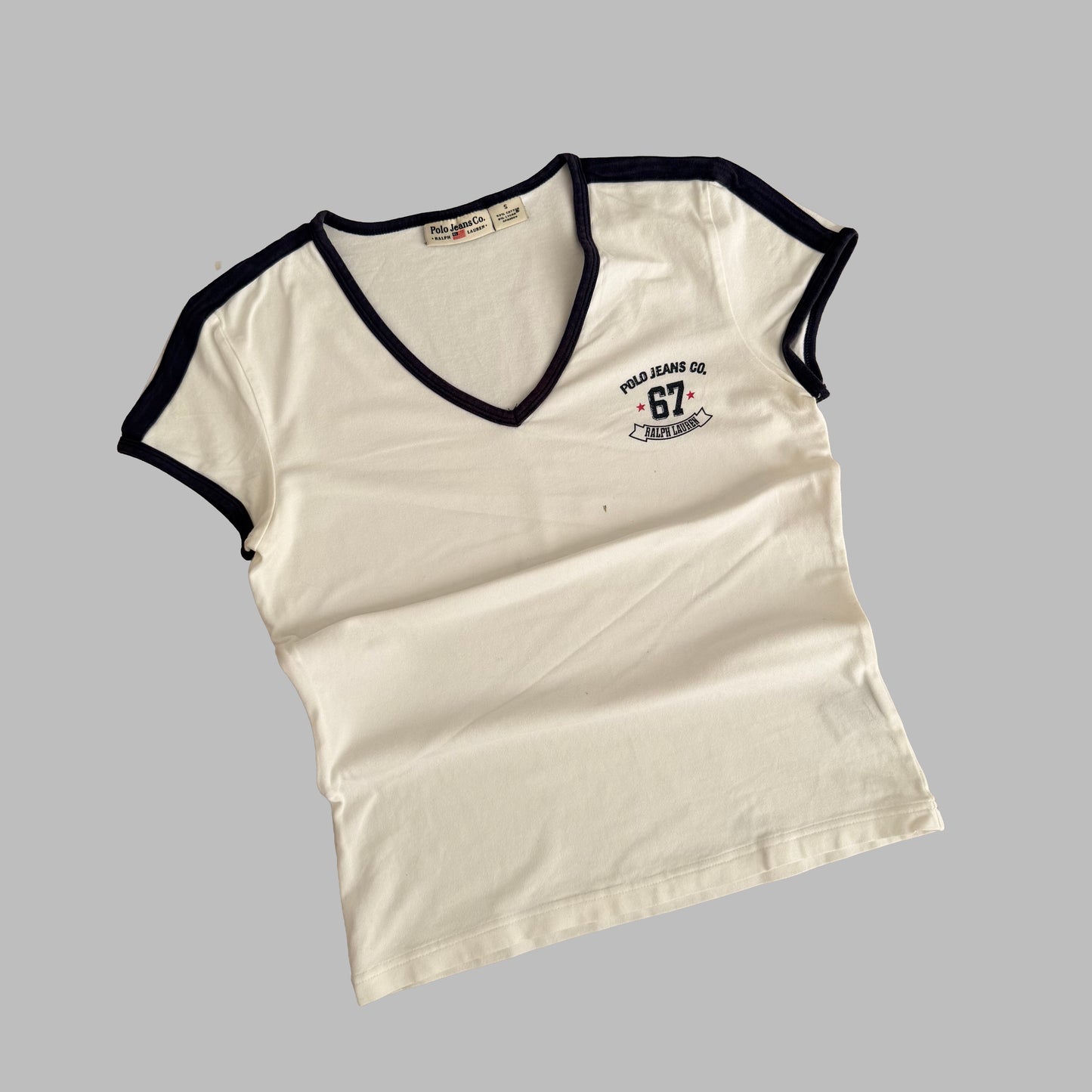 Y2K Ralph Lauren Polo Jeans Low Cut Baby Tee - S/M