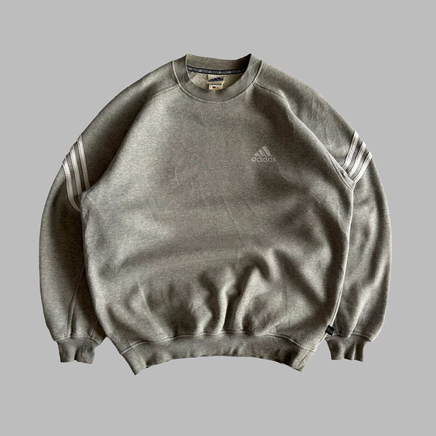 90s Adidas Three Stripe Sweatshirt - Large