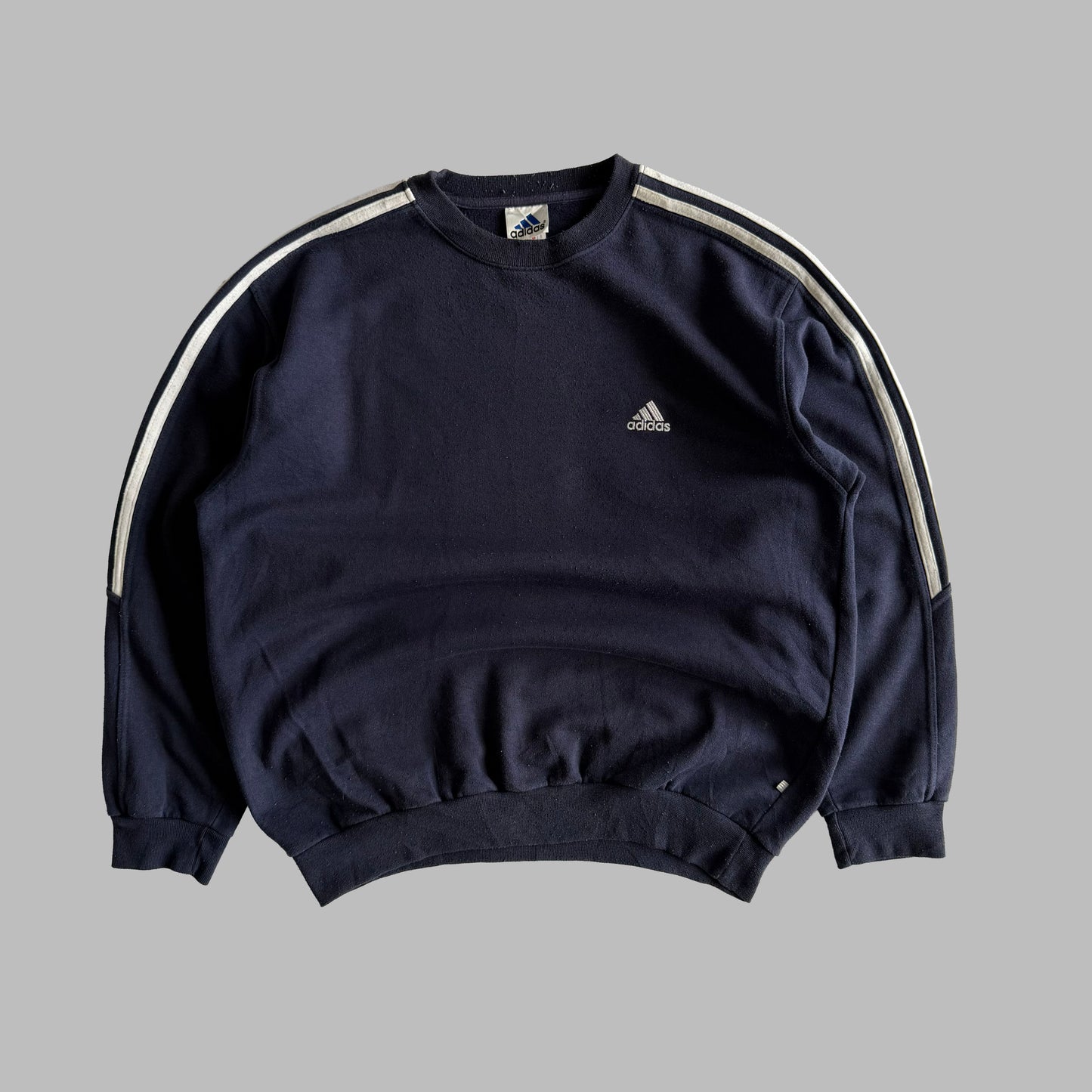 90s Adidas Three Stripe Sweatshirt - Medium