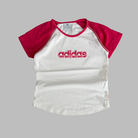 Y2K Adidas Spell Out Baby Tee - S