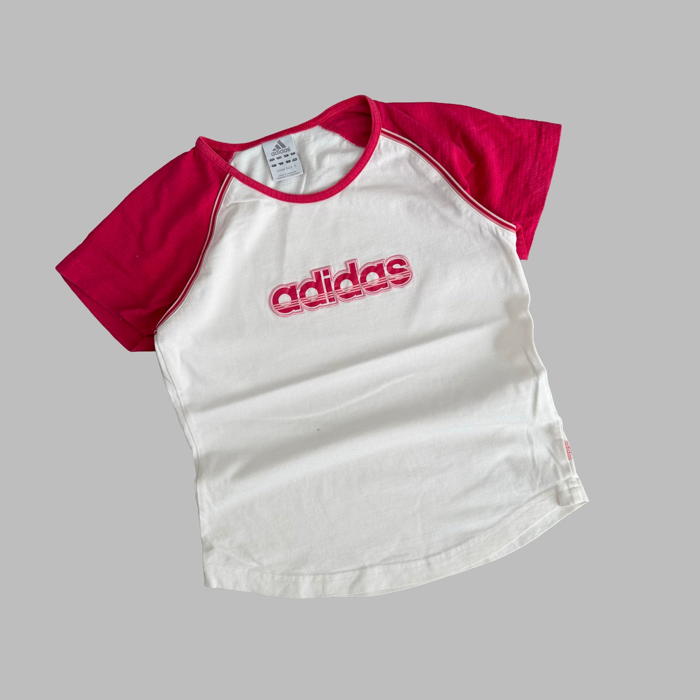 Y2K Adidas Spell Out Baby Tee - S