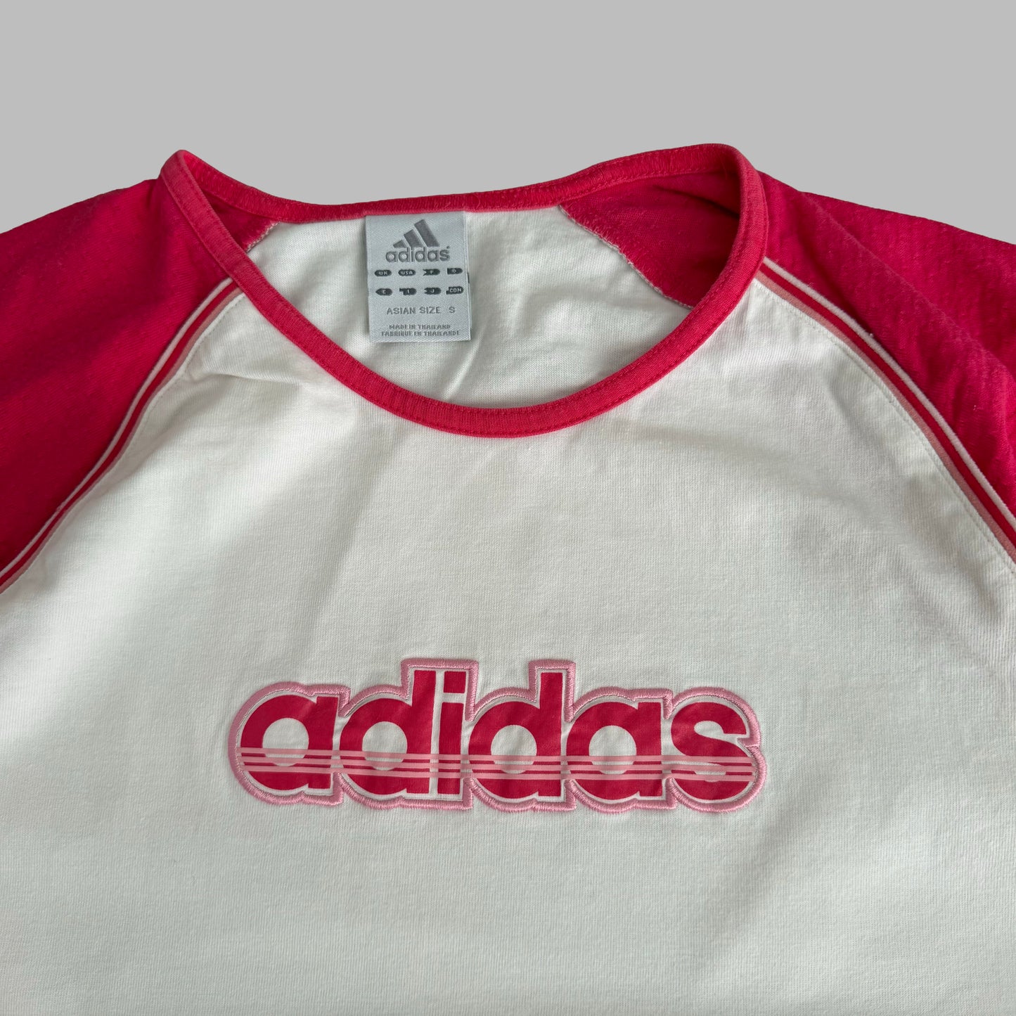 Y2K Adidas Spell Out Baby Tee - S