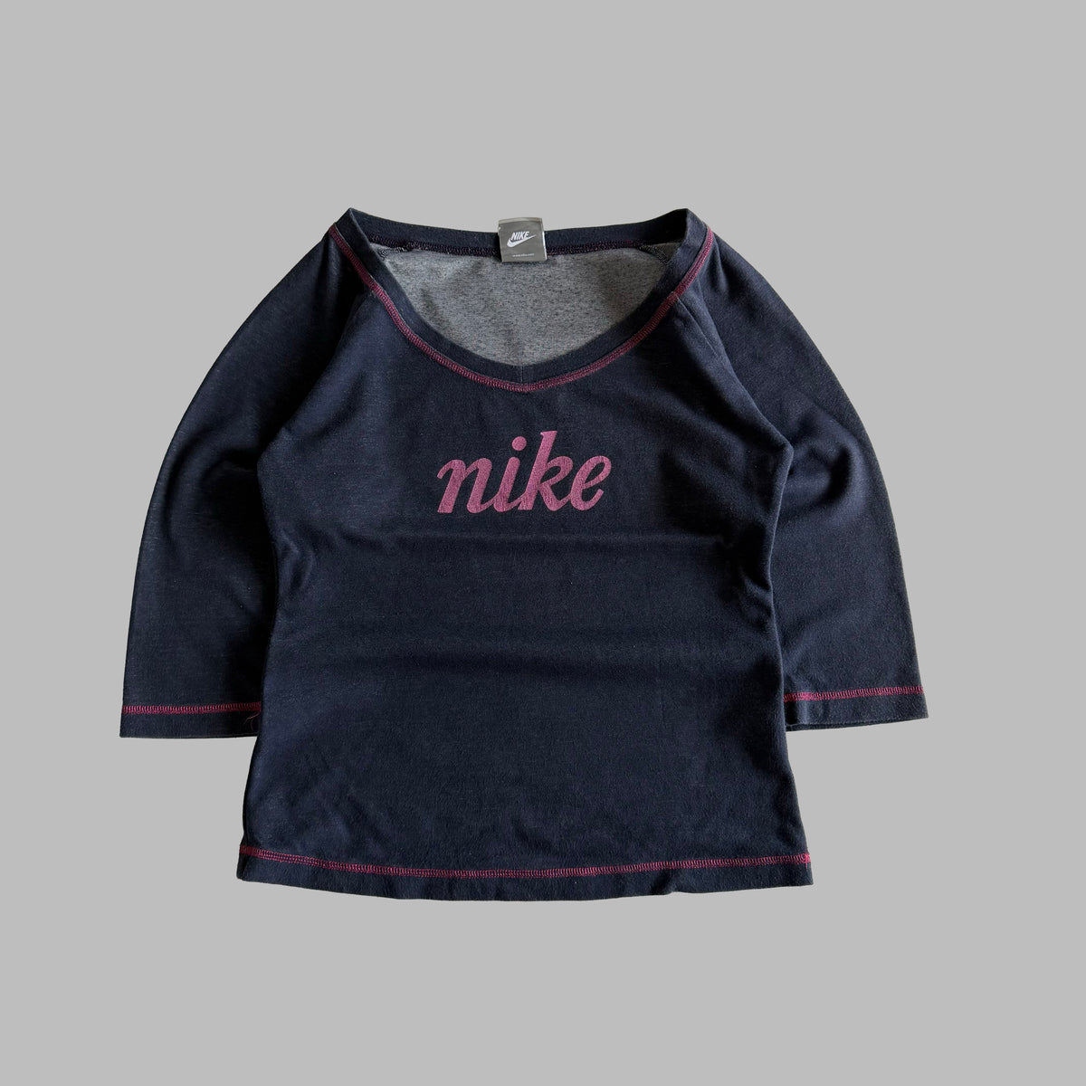 Y2K Nike Spell Out 3/4 Sleeve Long Sleeve - M