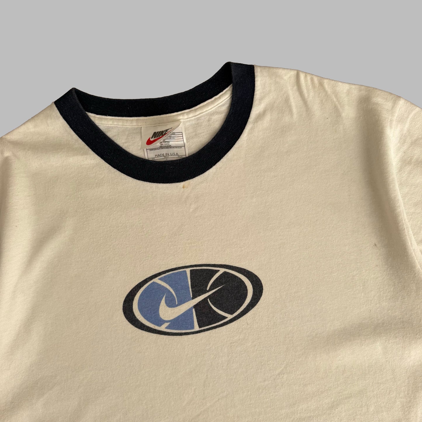 Y2K Nike Centre Swoosh Ringer Tee - L