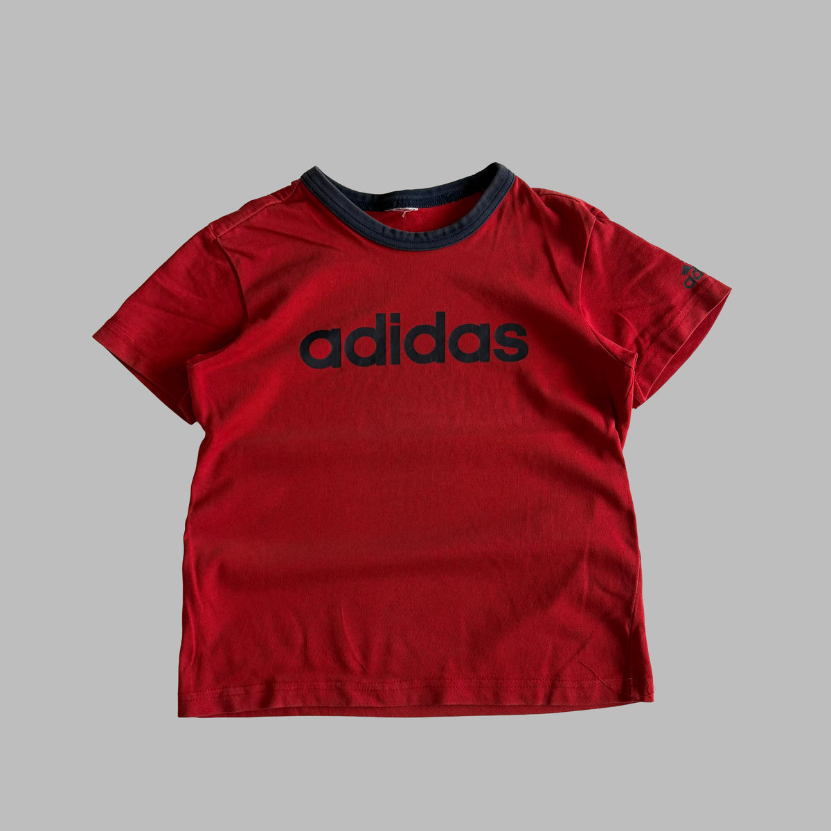 Y2K Adidas Ringer Spell Out Baby Tee - XS