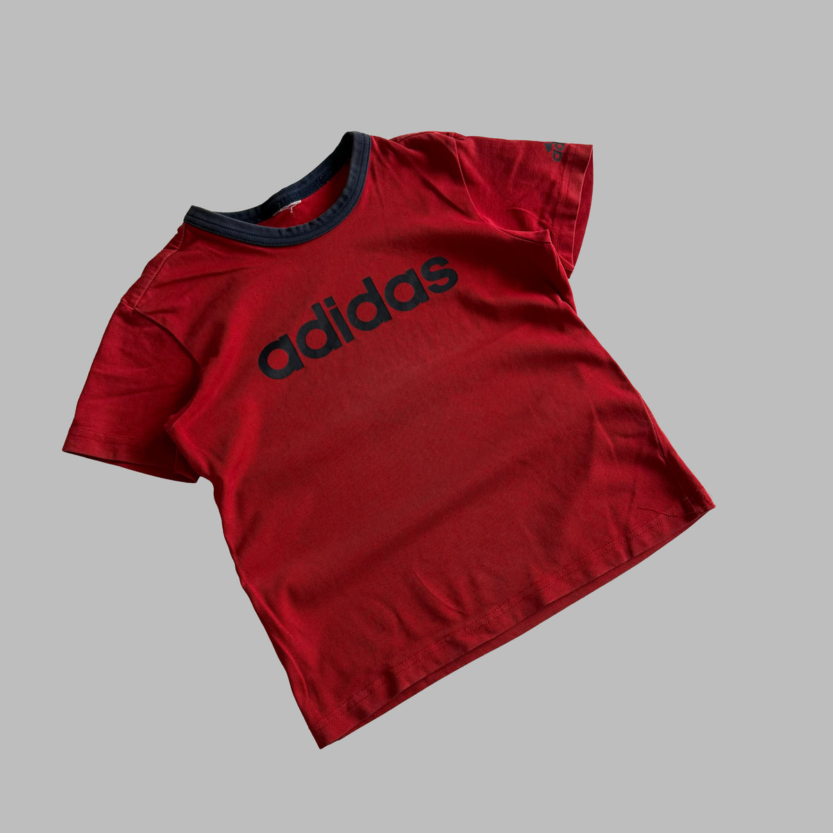 Y2K Adidas Ringer Spell Out Baby Tee - XS