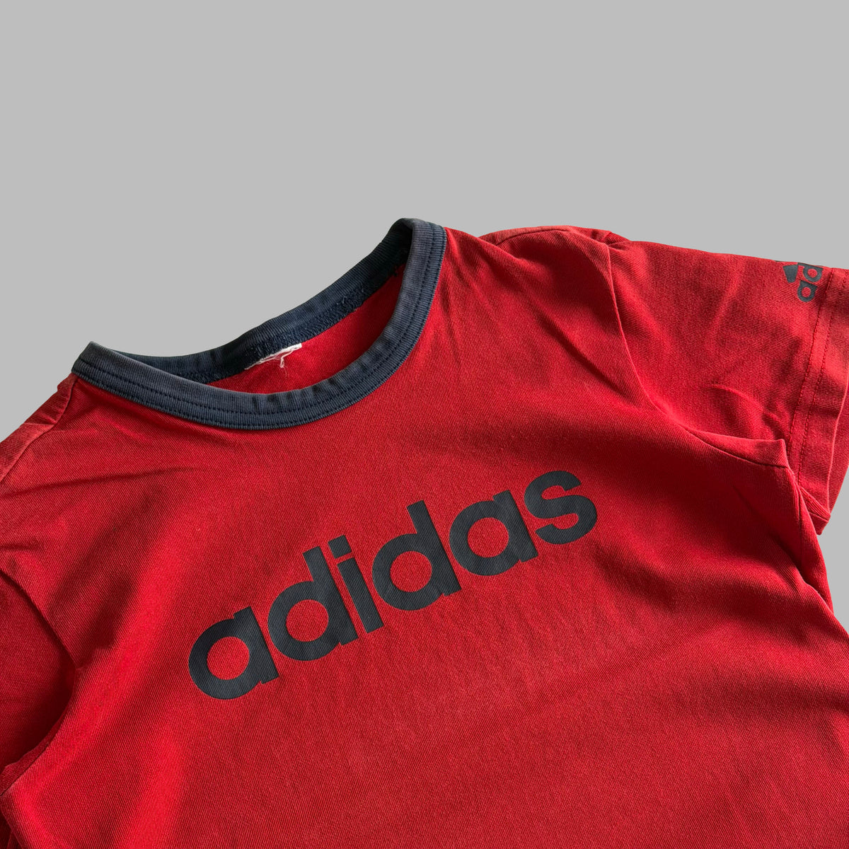 Y2K Adidas Ringer Spell Out Baby Tee - XS