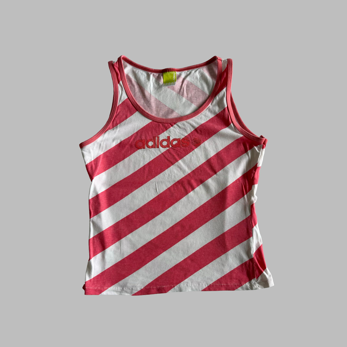 Y2K Adidas Striped Spell Out Tank - L