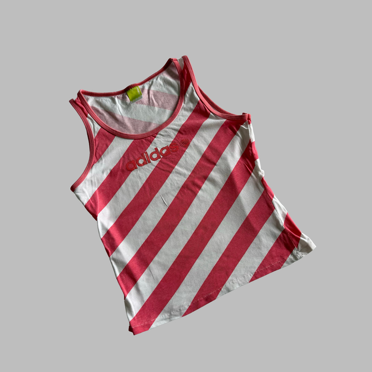 Y2K Adidas Striped Spell Out Tank - L