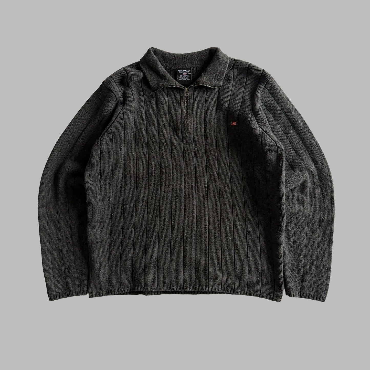 90s Polo Ralph Lauren Ribbed Quarter Zip - XL