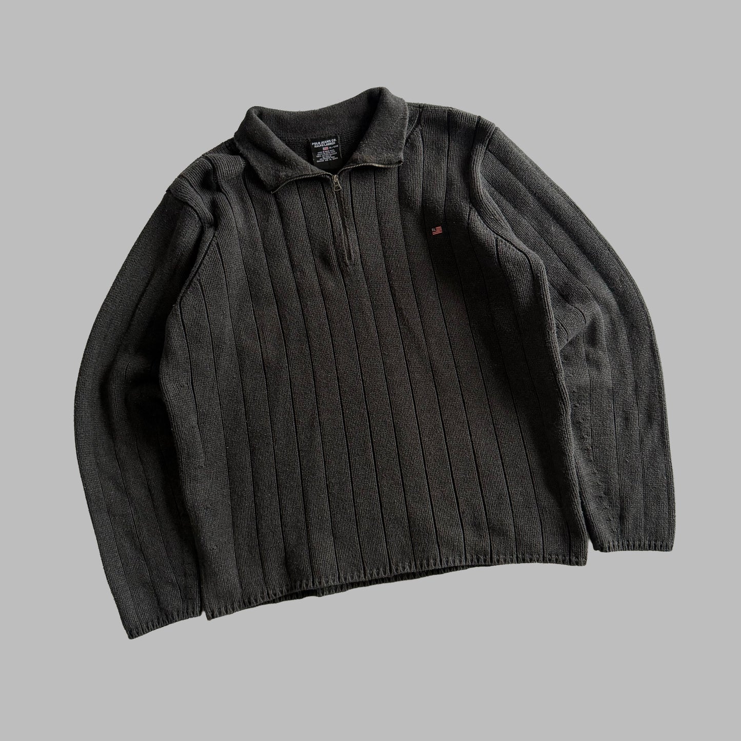 90s Polo Ralph Lauren Ribbed Quarter Zip - XL
