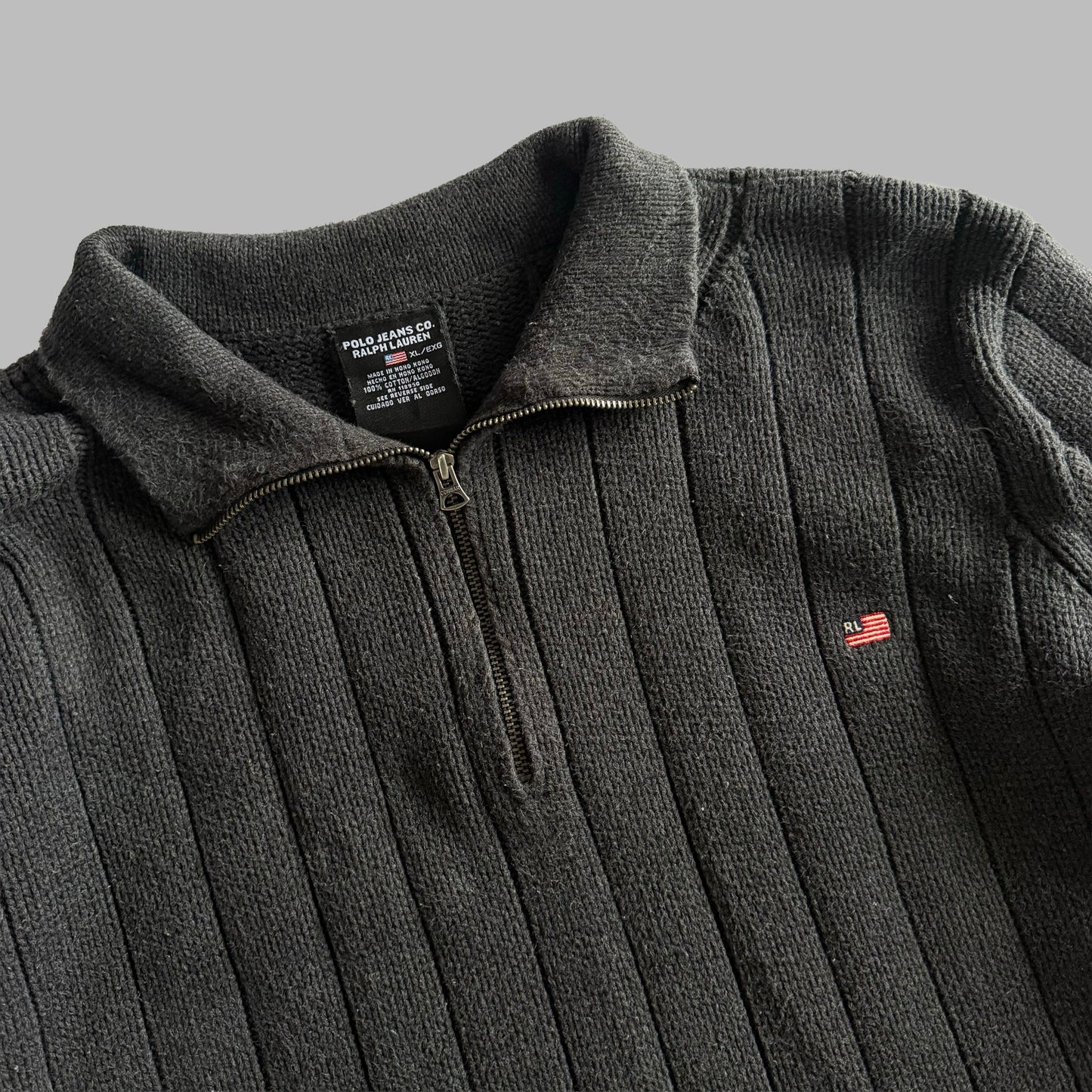 90s Polo Ralph Lauren Ribbed Quarter Zip - XL