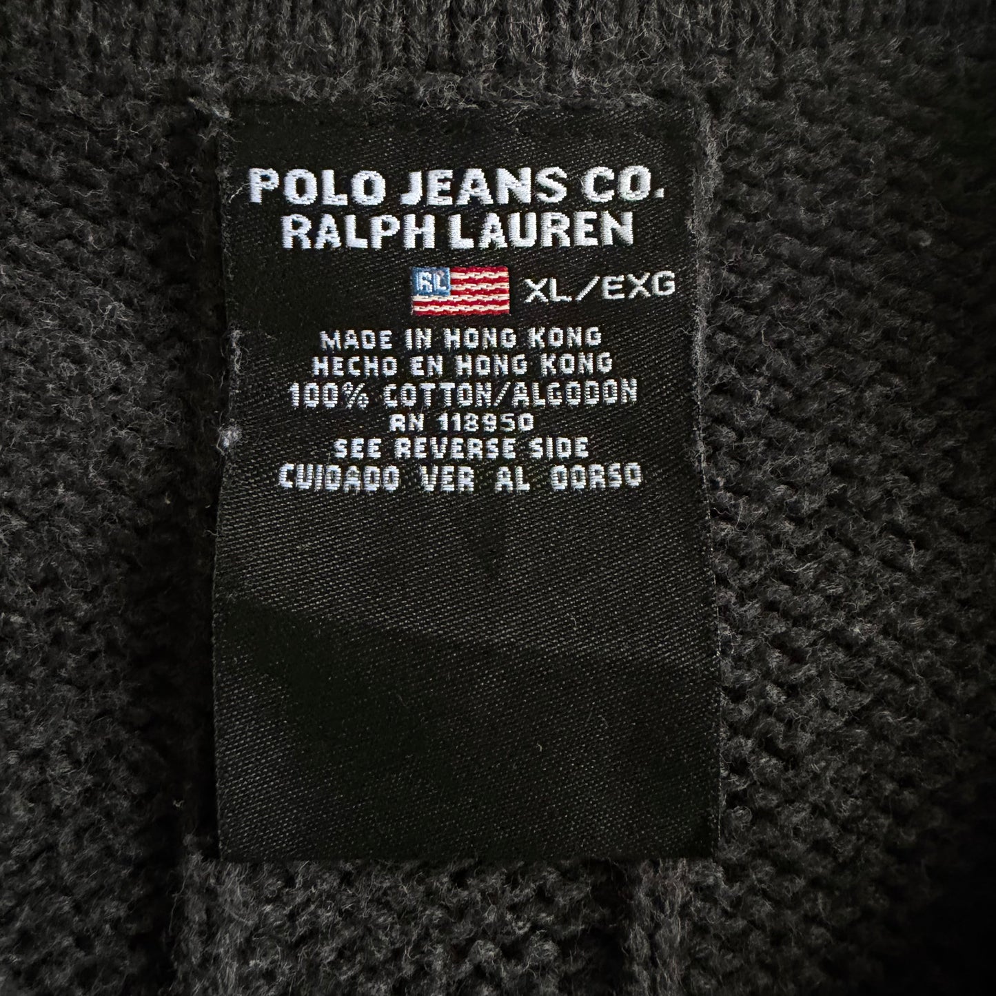 90s Polo Ralph Lauren Ribbed Quarter Zip - XL