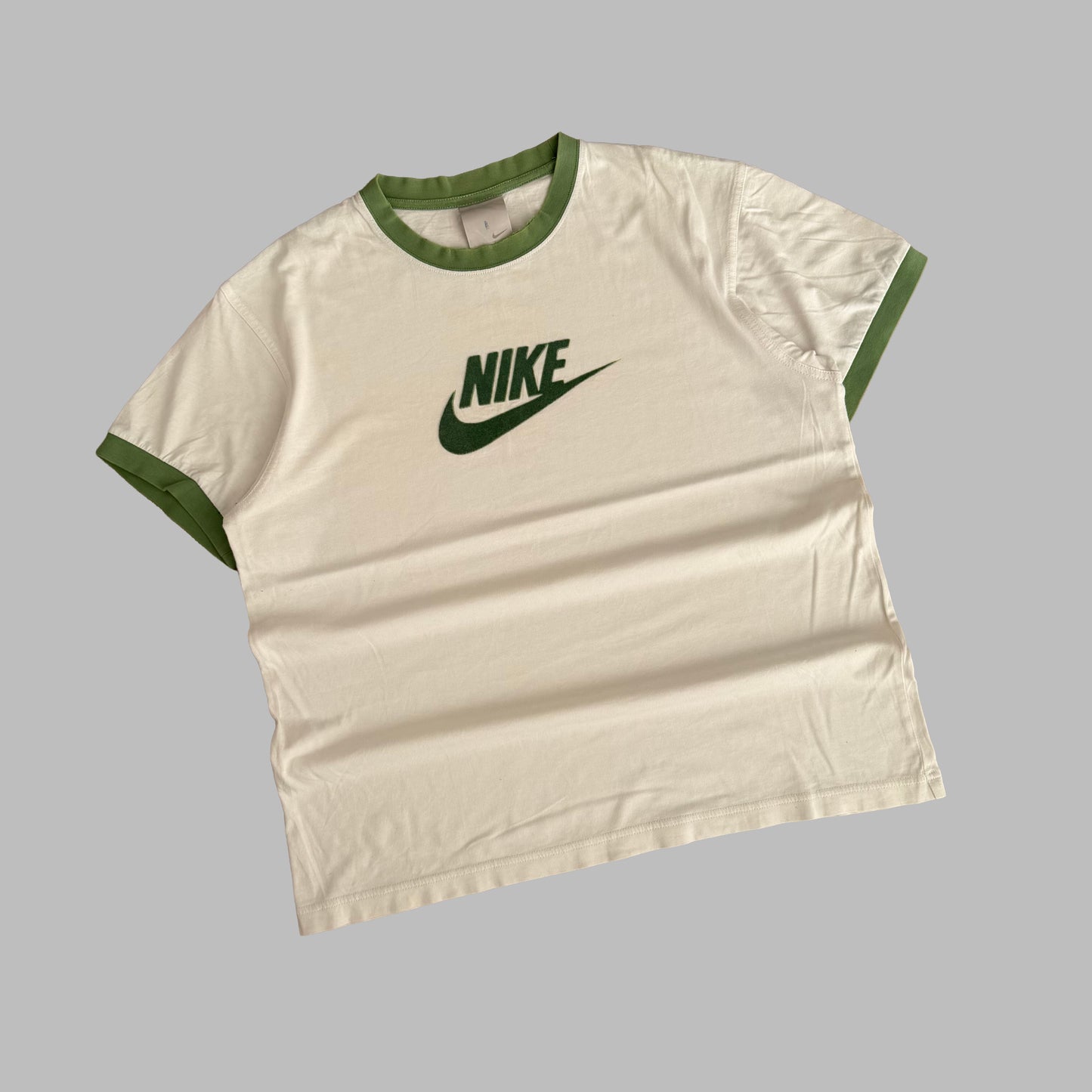 Y2K Nike Spell Out Ringer T-Shirt - M