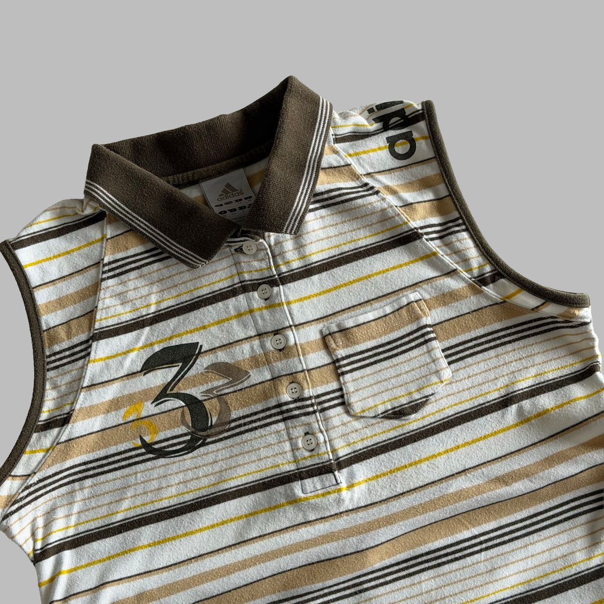 Y2K Adidas Striped Polo Tank - L