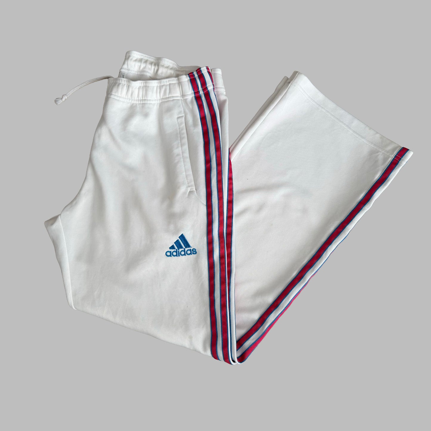 Y2K Adidas Wide Leg Three Stripe Track Pants - S