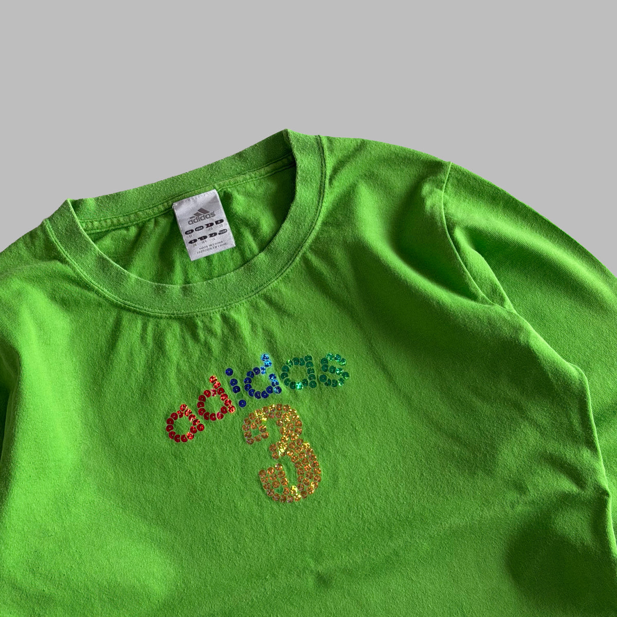 Y2K Adidas Sequin Spell Out Long Sleeve - S