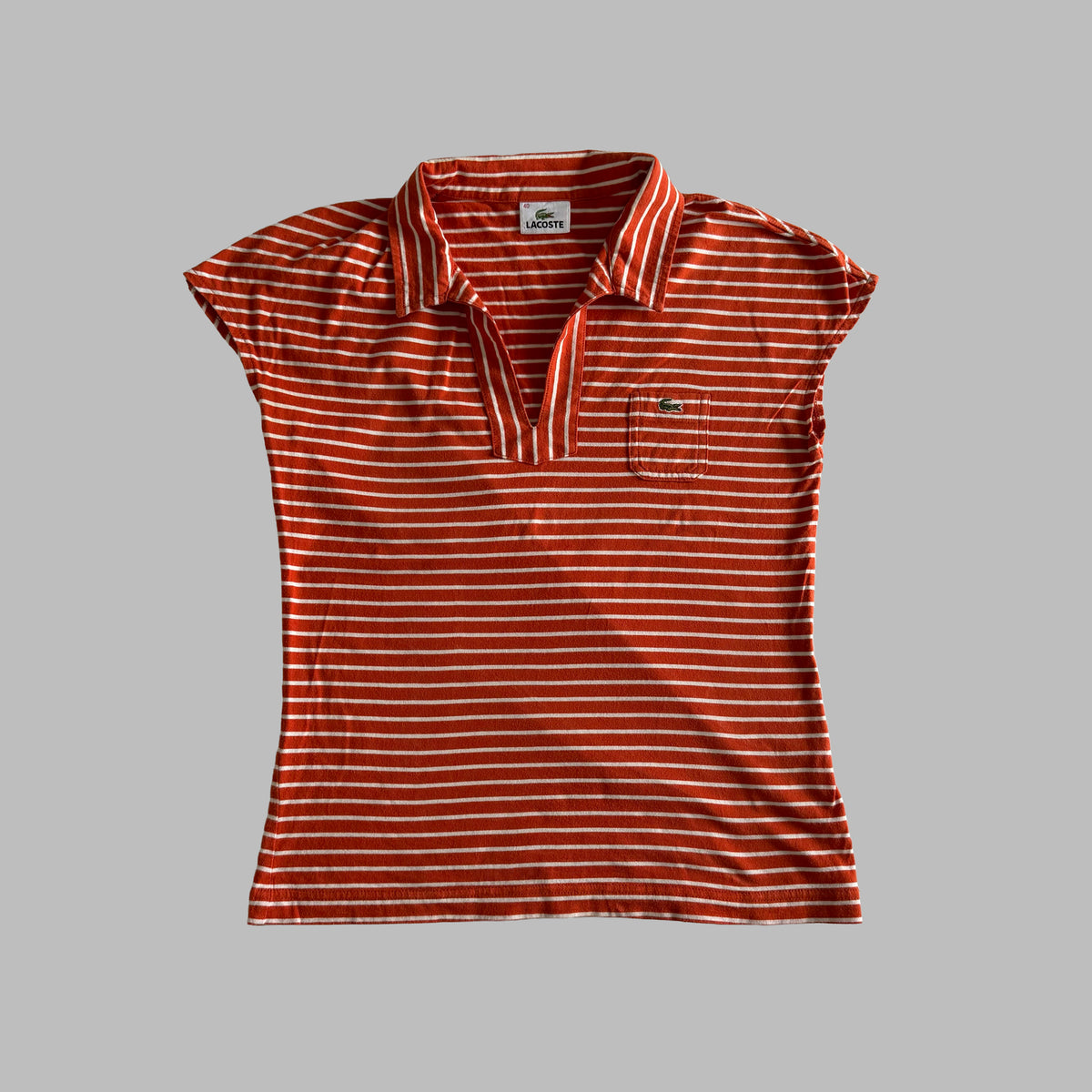Y2K Lacoste Striped Polo Top - M