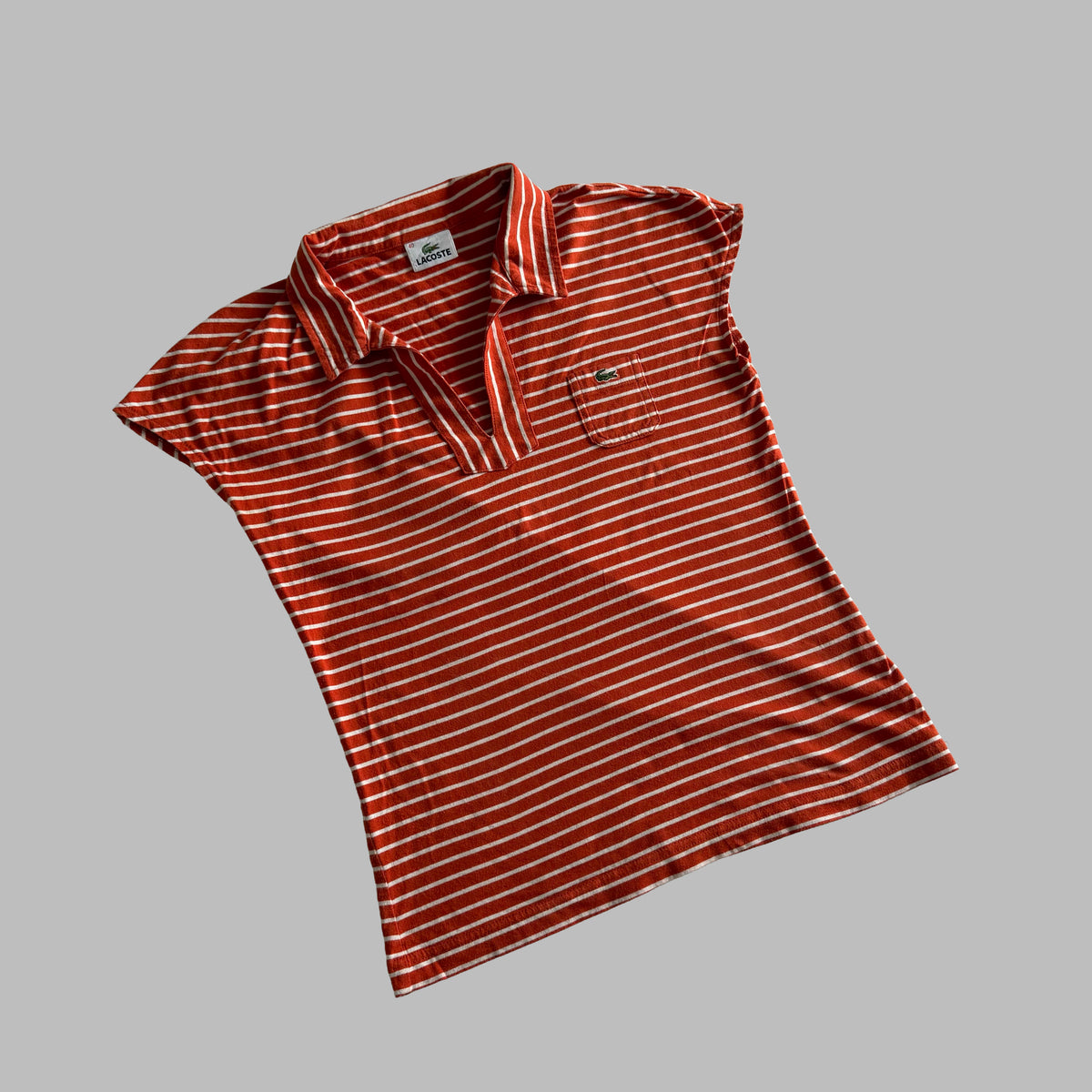 Y2K Lacoste Striped Polo Top - M