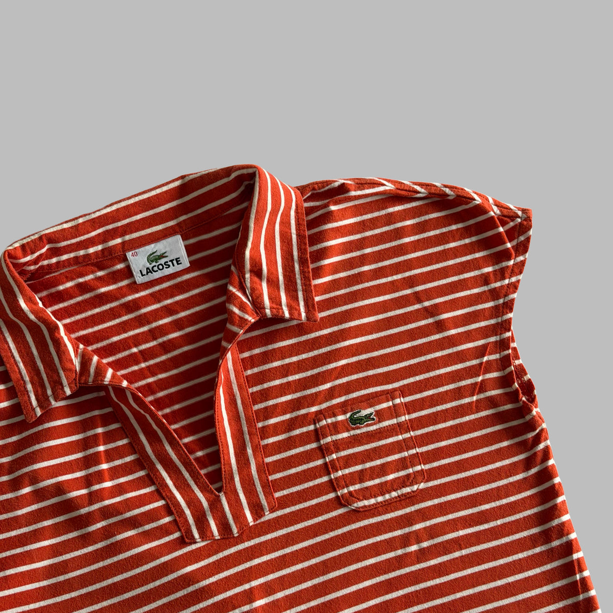 Y2K Lacoste Striped Polo Top - M