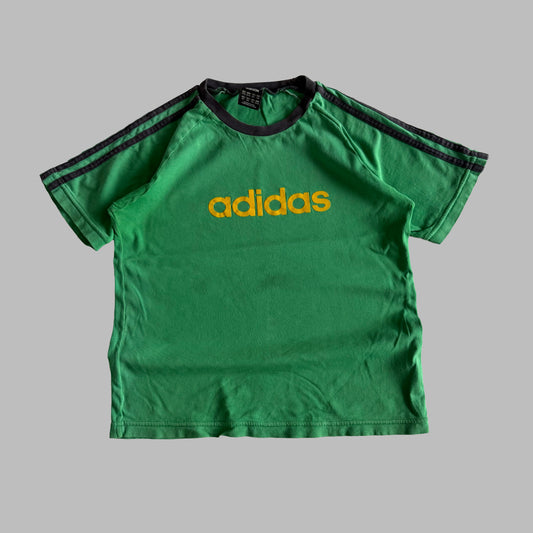 Y2K Adidas Ringer Spell Out Baby Tee - S