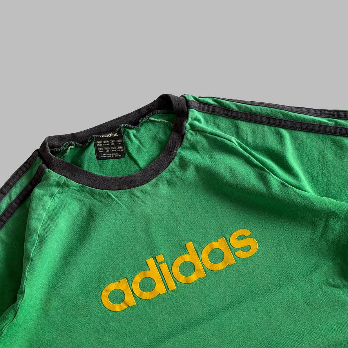 Y2K Adidas Ringer Spell Out Baby Tee - S