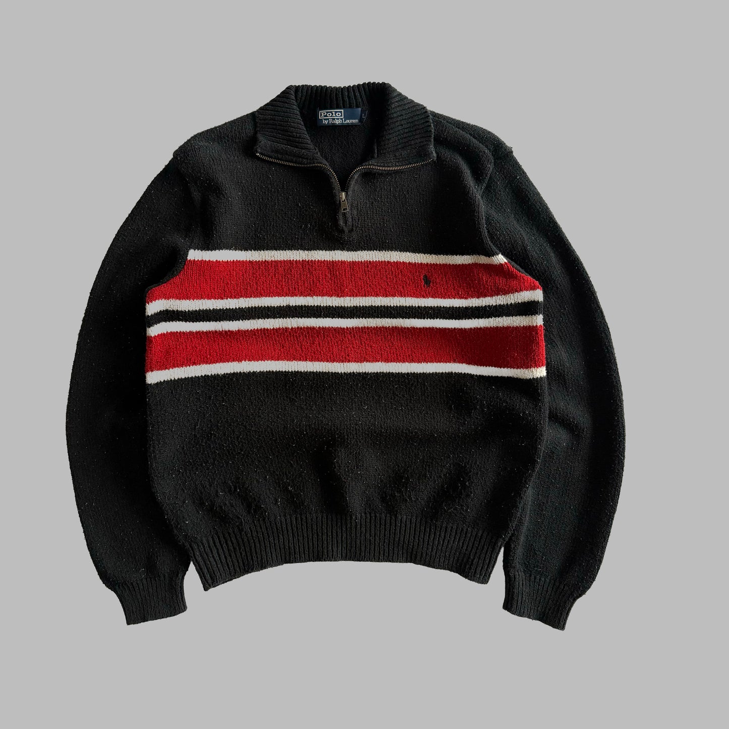 90s Polo Ralph Lauren Striped Quarter Zip - L