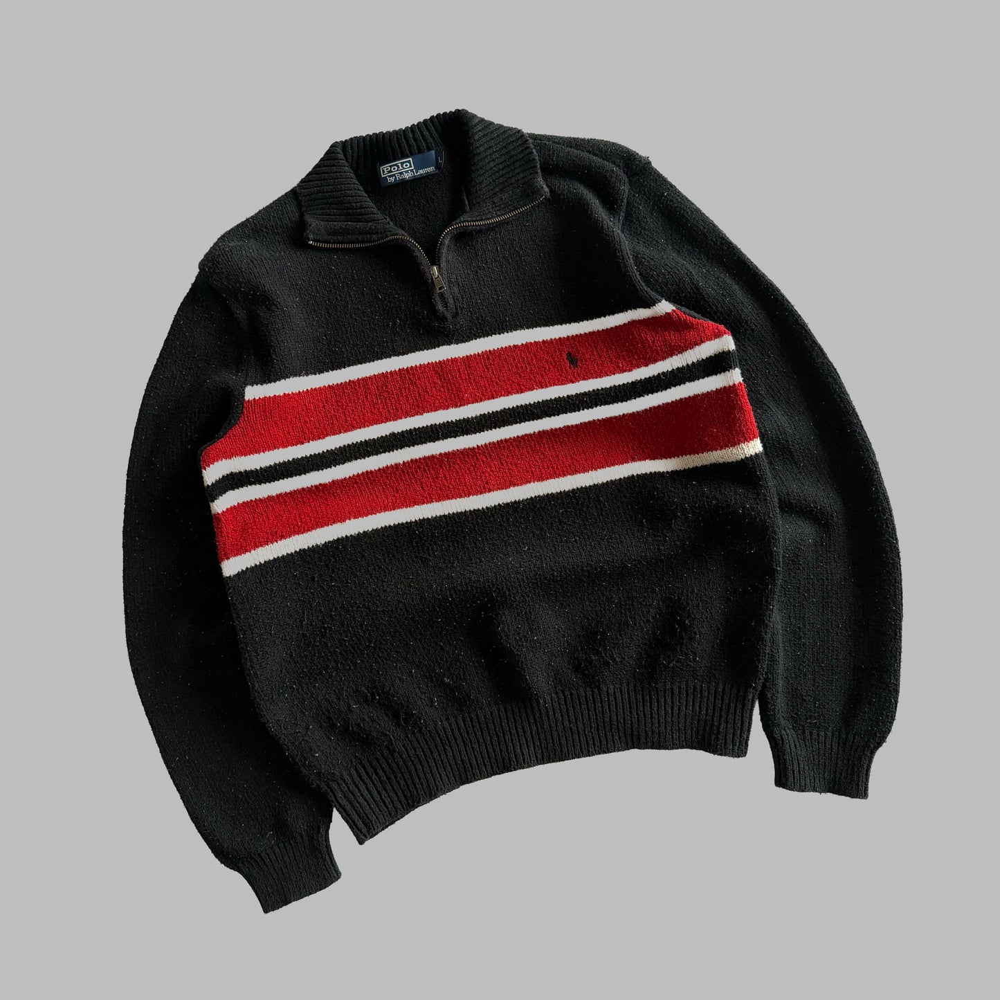 90s Polo Ralph Lauren Striped Quarter Zip - L