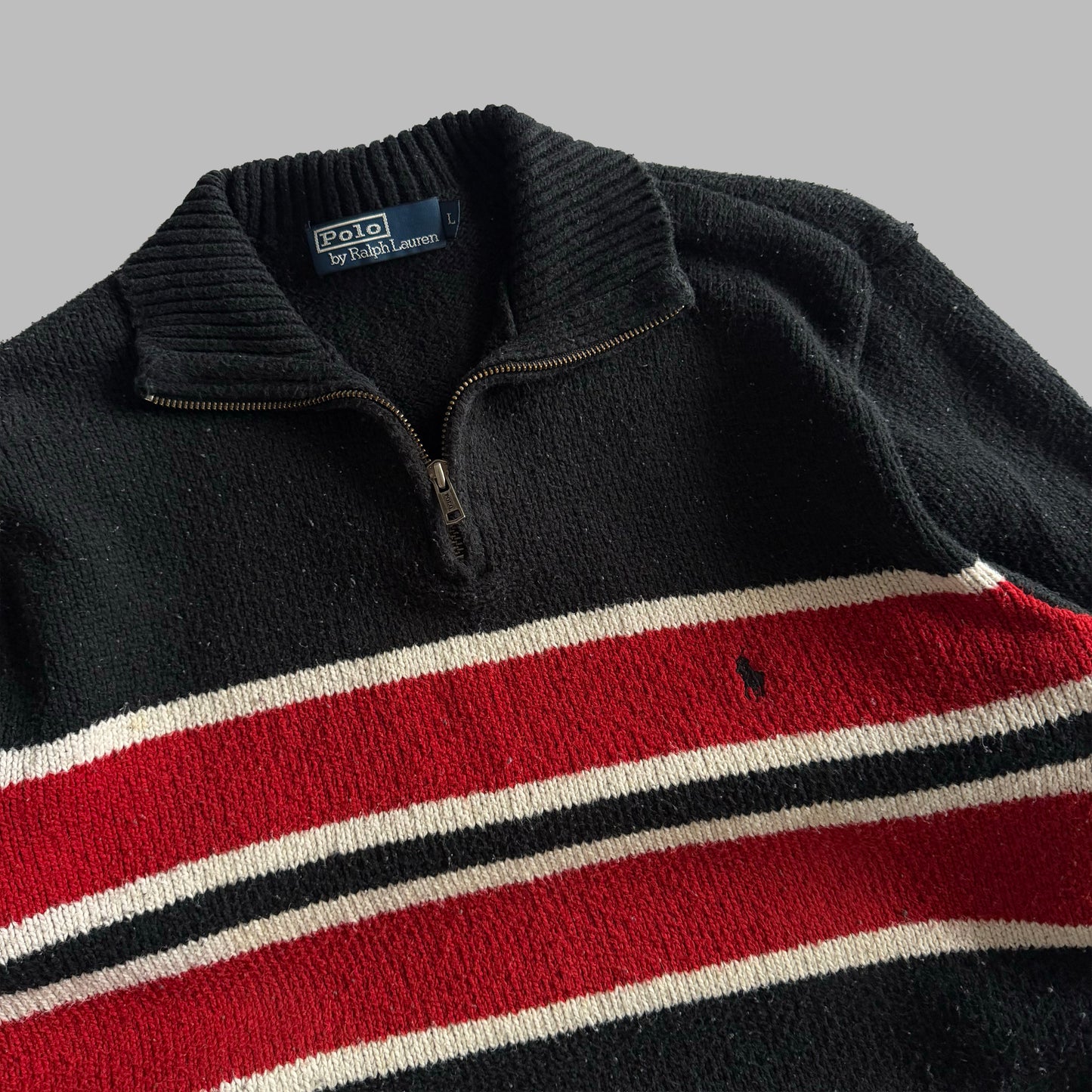 90s Polo Ralph Lauren Striped Quarter Zip - L