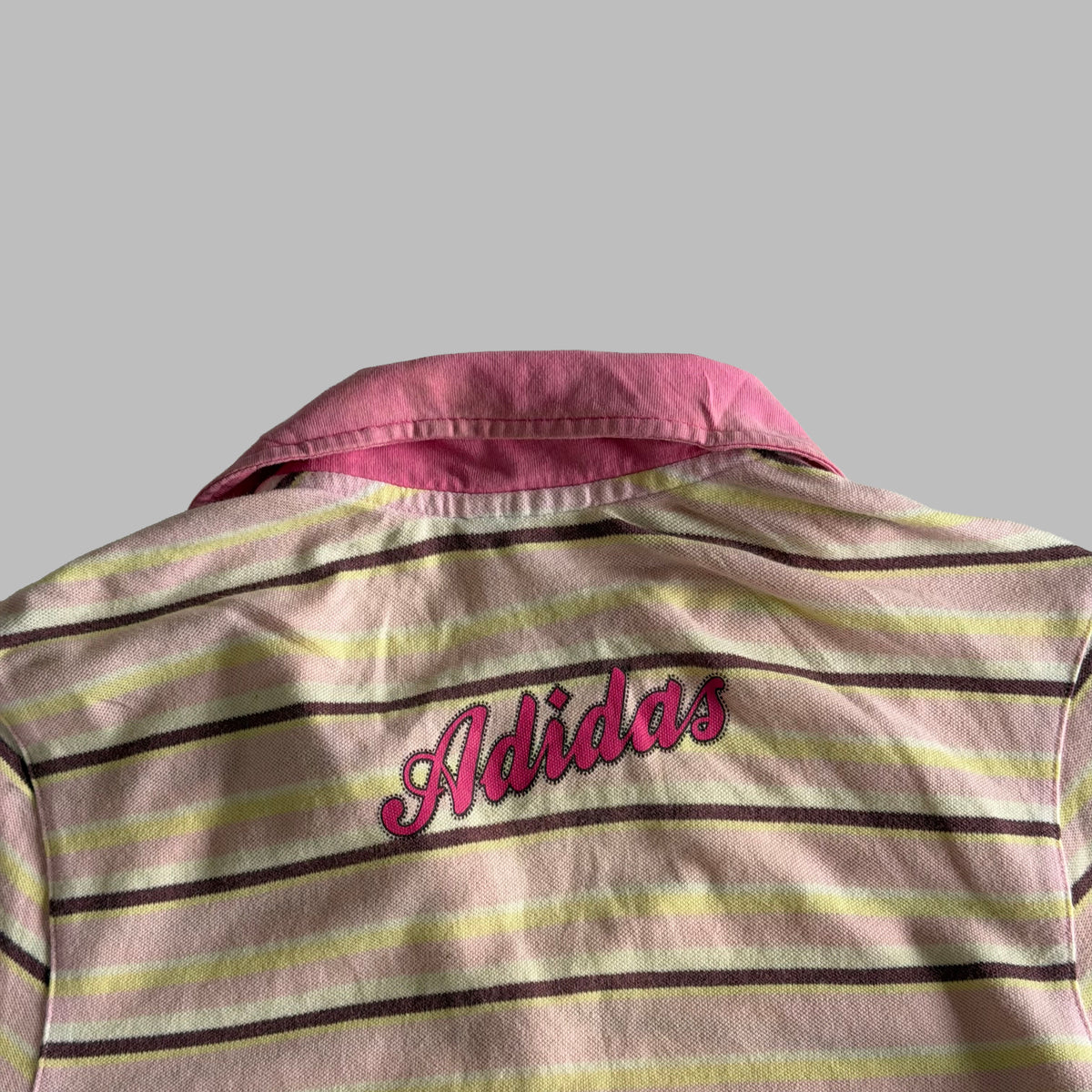Y2K Adidas Striped Polo Top - M