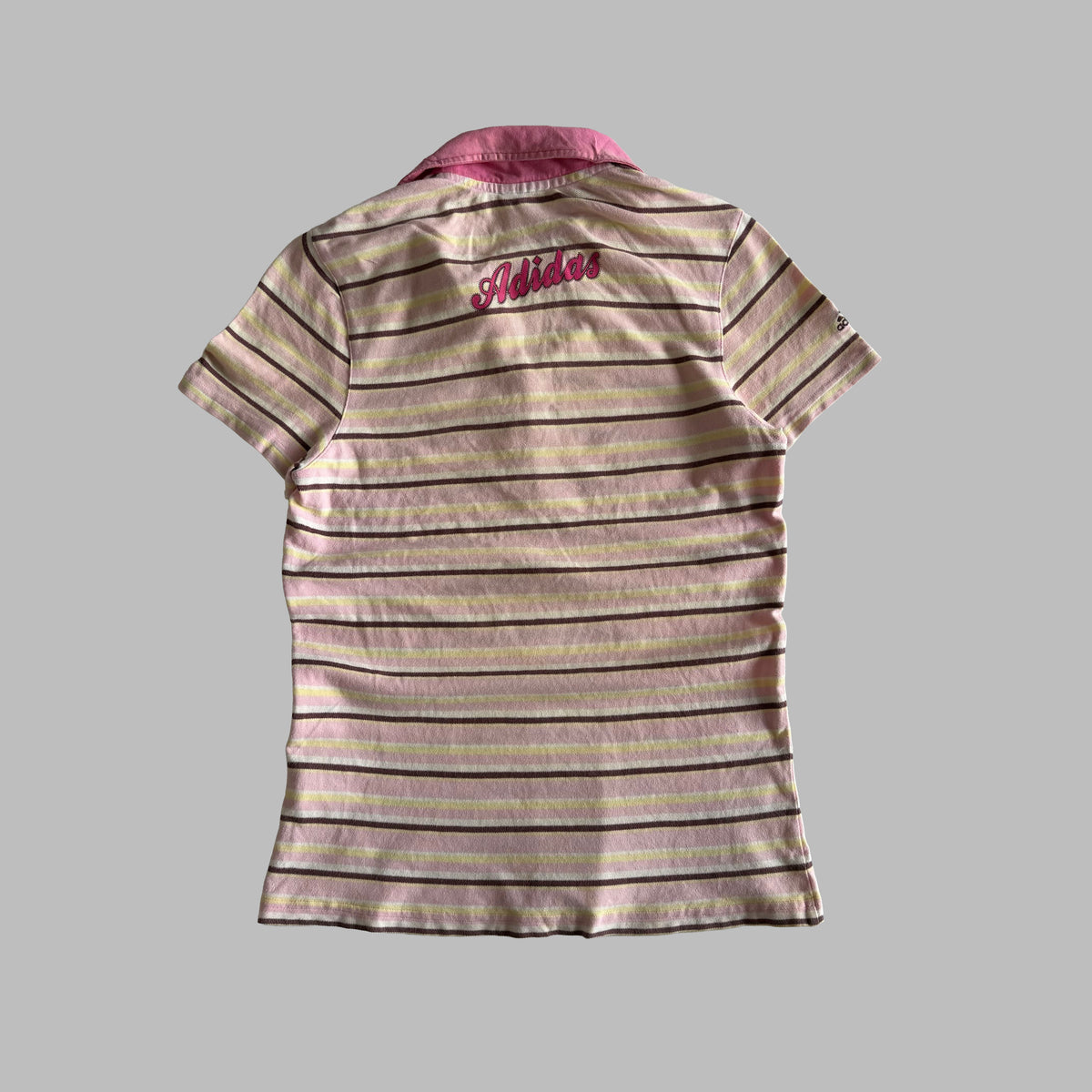 Y2K Adidas Striped Polo Top - M