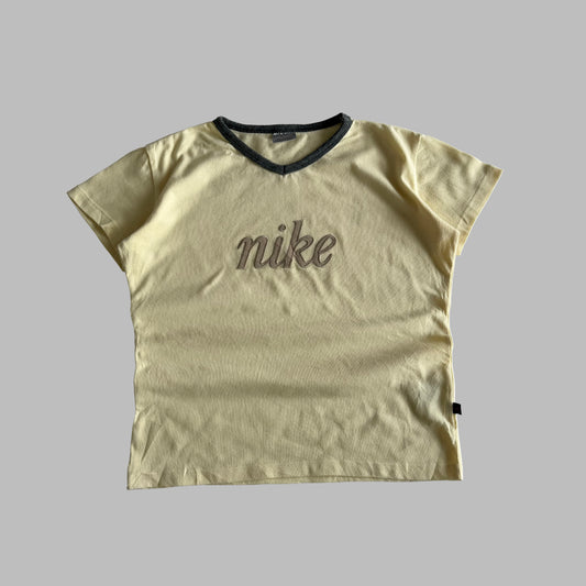 Y2K Nike Spell Out Ringer Baby Tee - S