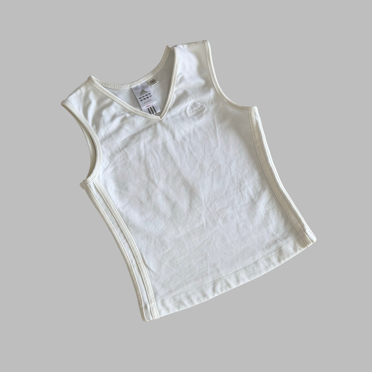 Y2K Adidas Three Stripe V-Neck Activewear Tank - S