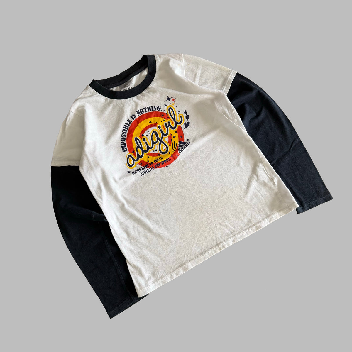 Y2K Adidas Spell Out Ringer Long Sleeve - XS