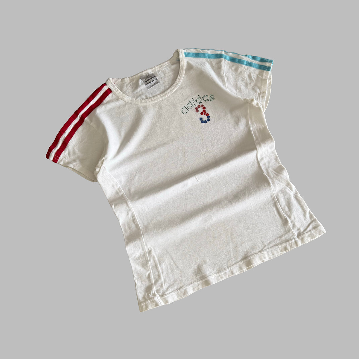 Y2K Adidas Three Stripe Baby Tee - M