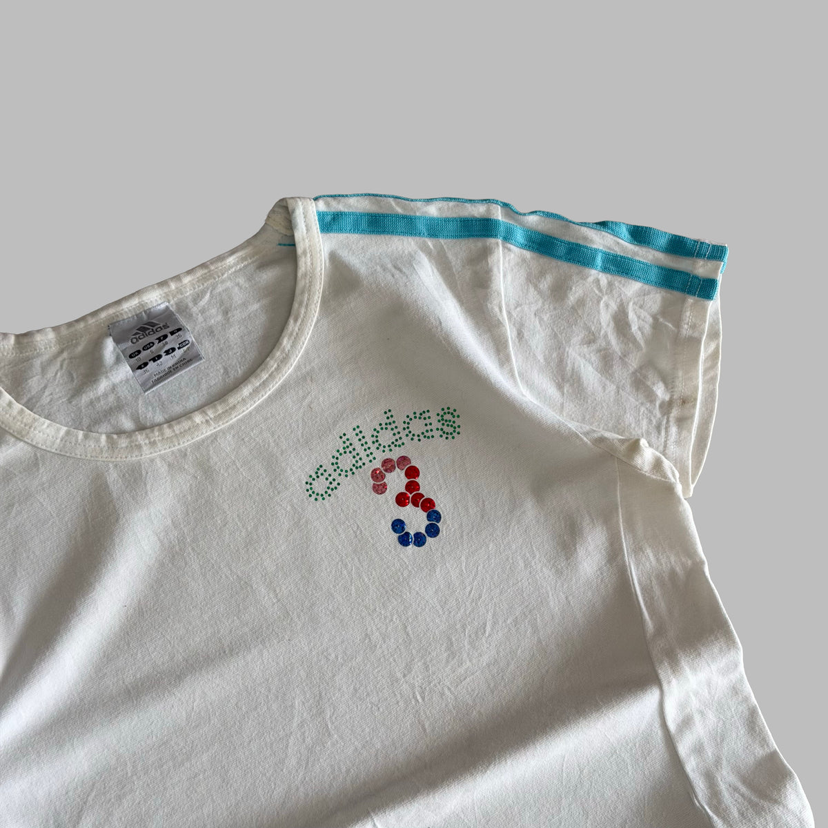 Y2K Adidas Three Stripe Baby Tee - M