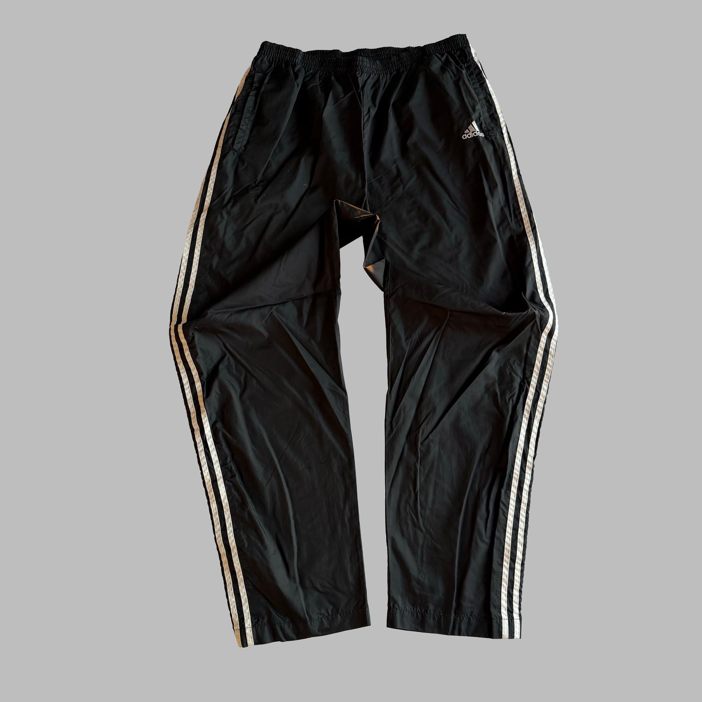Y2K Adidas Three Stripe Popper Track Pants - XL
