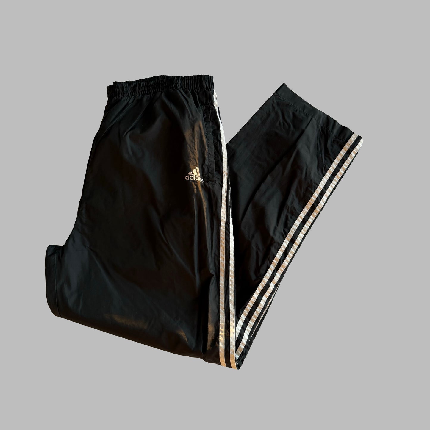 Y2K Adidas Three Stripe Popper Track Pants - XL