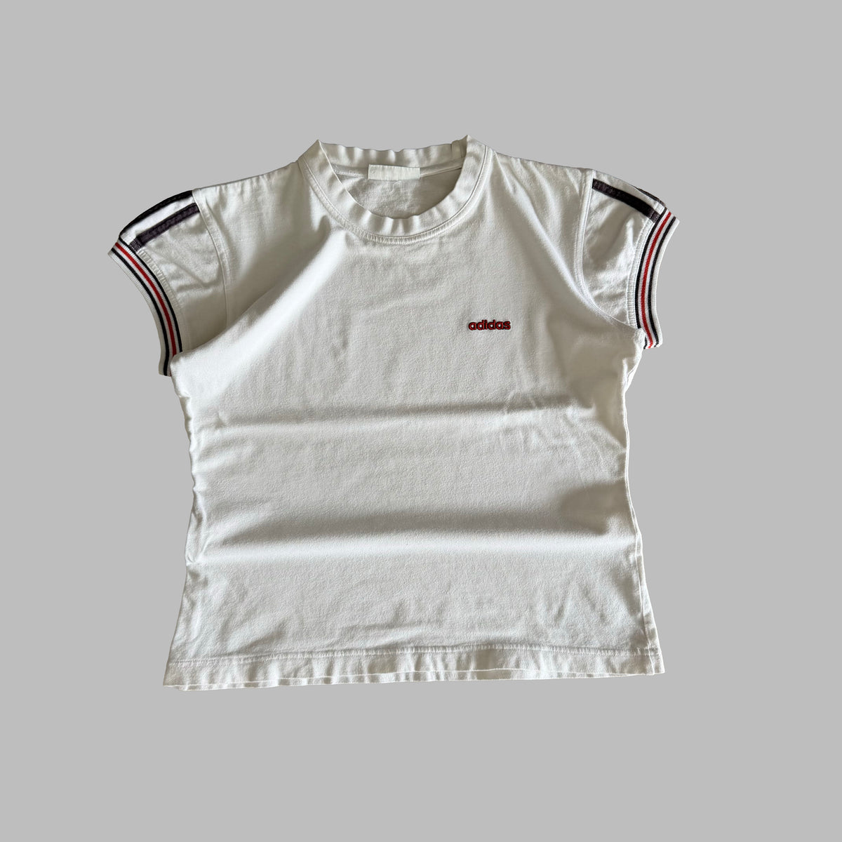 90s Adidas Striped Cap Sleeve Baby Tee - L