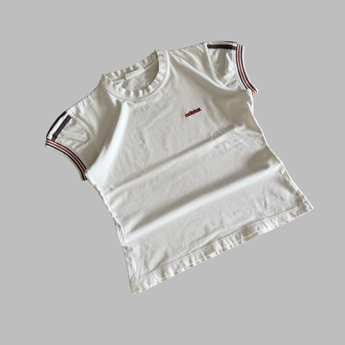 90s Adidas Striped Cap Sleeve Baby Tee - L