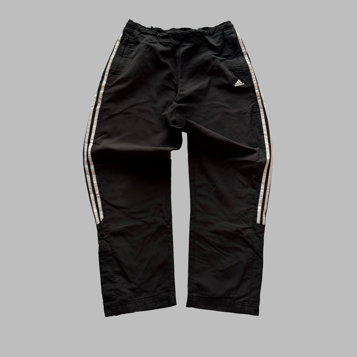 Y2K Adidas Three Stripe Wide Leg Track Pants - L