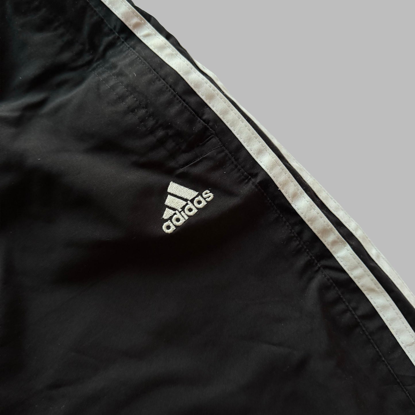 Y2K Adidas Three Stripe Wide Leg Track Pants - L