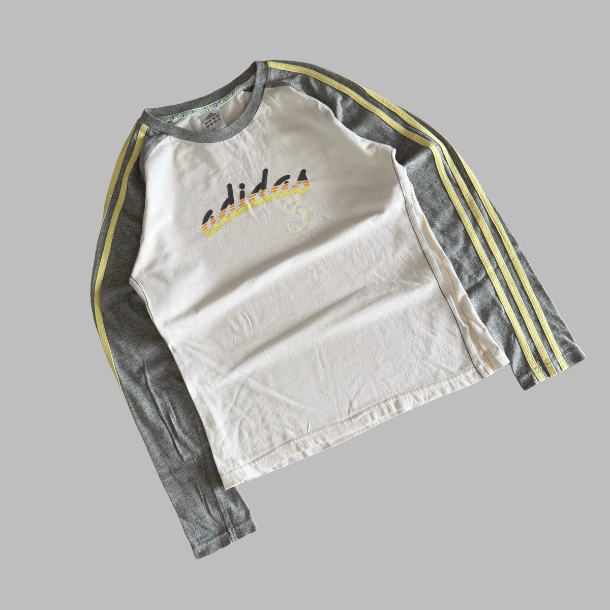 Y2K Adidas Spell Out Raglan Long Sleeve - L