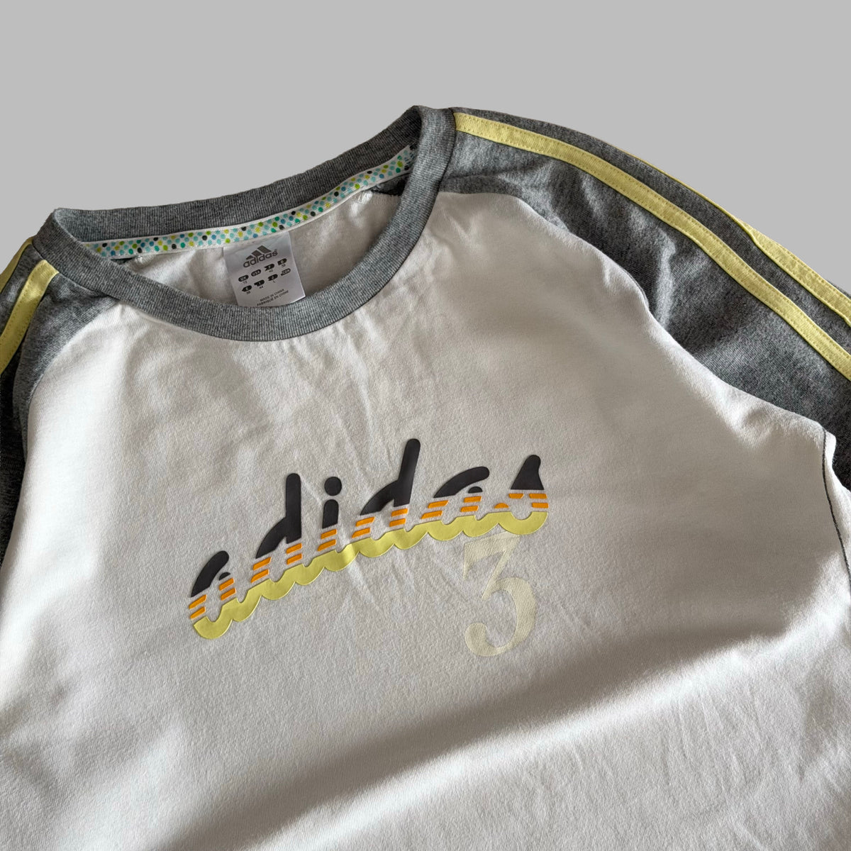Y2K Adidas Spell Out Raglan Long Sleeve - L
