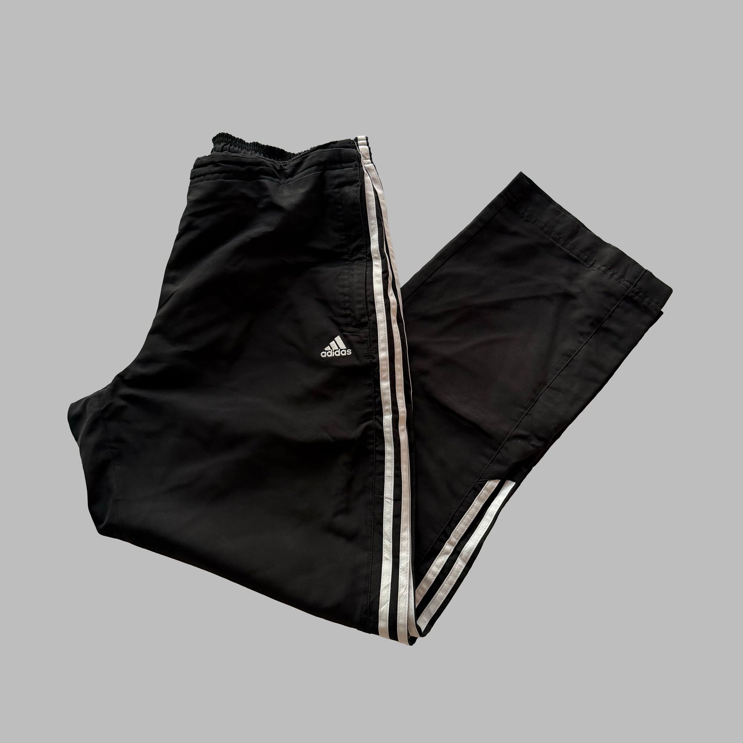 Y2K Adidas Three Stripe Wide Leg Track Pants - L