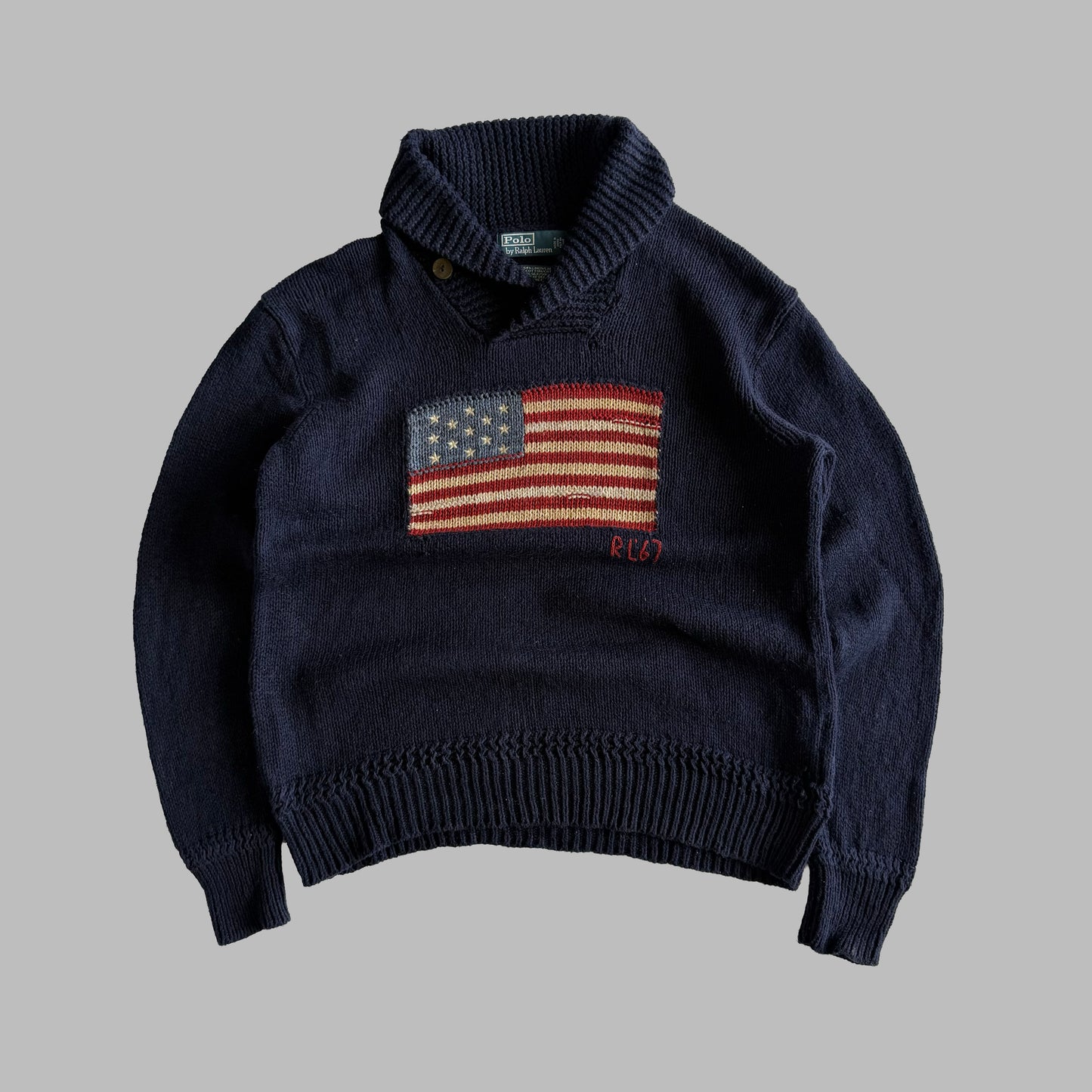 90s Polo Ralph Lauren Funnel Neck Flag Knit - L