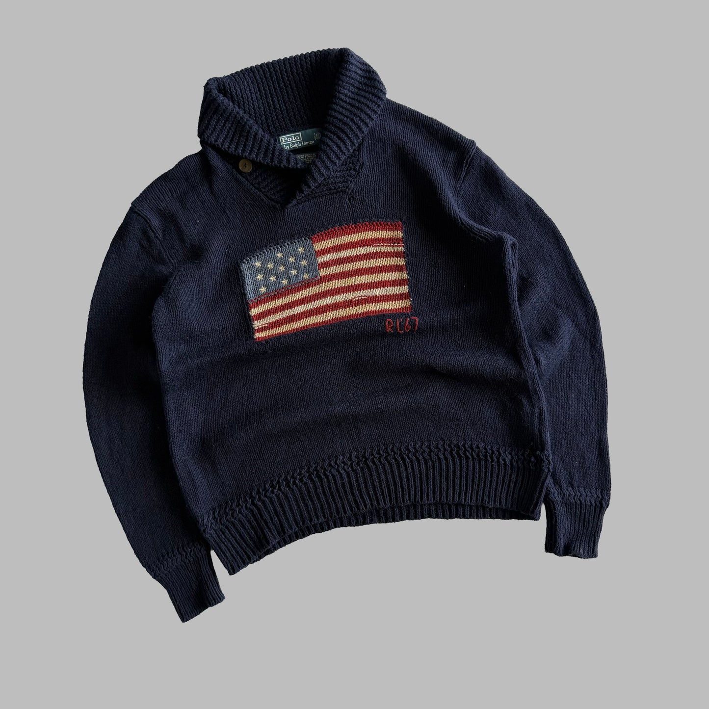 90s Polo Ralph Lauren Funnel Neck Flag Knit - L