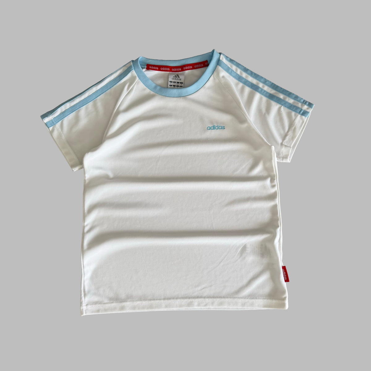 Y2K Adidas Three Stripe Lightweight Baby Tee - M